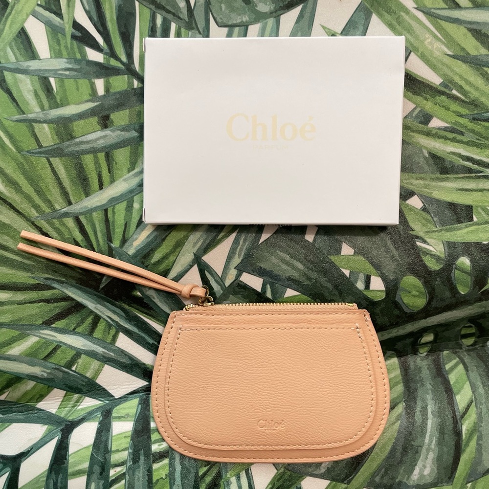 NEW tan beige chloe designer wallet handbag pouch coin purse bag zipper case NIB